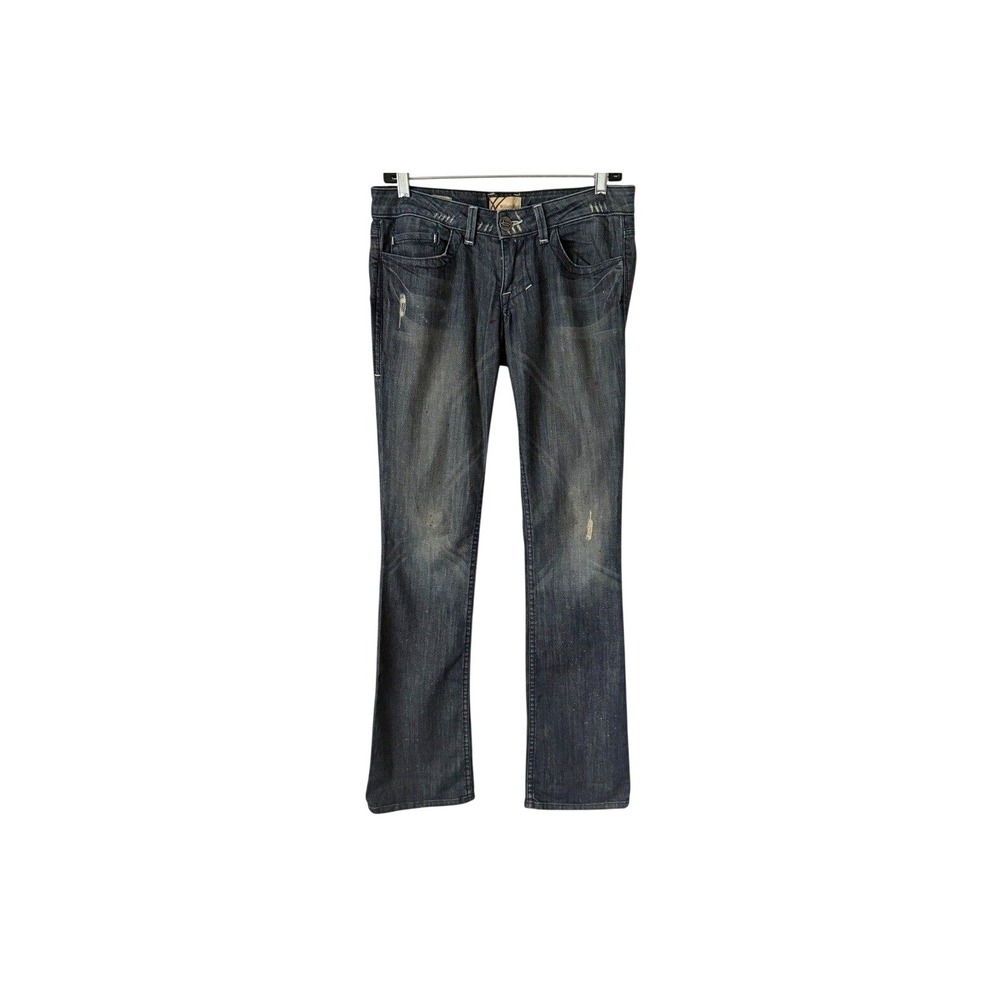 William Rast Sadie Straight Leg Jeans Dark Wash Paint Splatter Low Rise Y2K